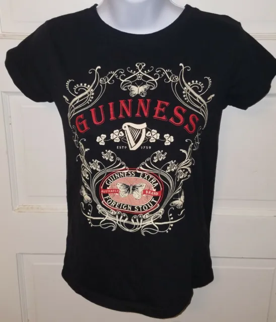 Women T-Shirt with Butterfly & Extra Foreign Stout Print Guinness Cotton