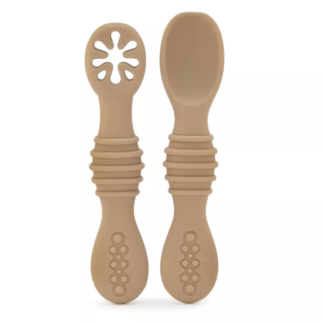 Cucharas Para Bebe Silicona Beige