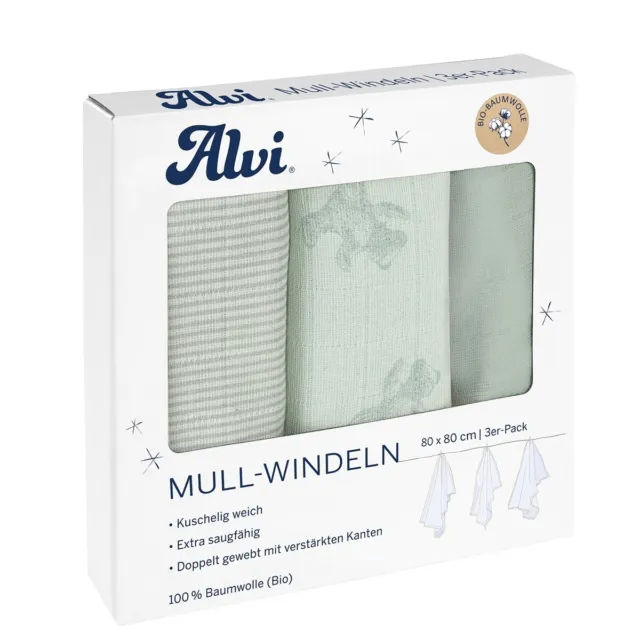 Alvi Mull-Windeln Teddy 1961 3er Pack Teddy 1961 80x80 cm