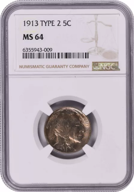 1913 Buffalo Nickel Type 2 MS64 NGC