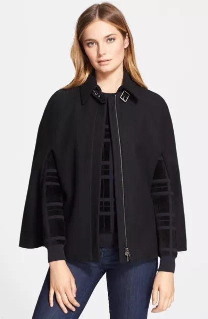 Theory Size S Danijo Structured Wool Short Cape Jacket Black