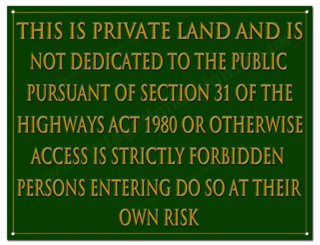 This Is Private Land And Is Not Dedicated To The Public.... Metal Sign 16" X 12"