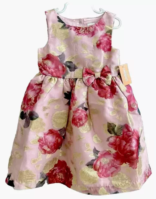 NWT Gymboree  Girls Size 4T,Floral Fit And Flare Dress With Bow At Waist