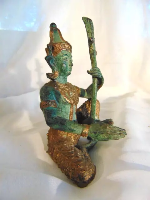 Statuette Thepanom en bronze - Joueur de chakhe - Thaïlande - Début XXème