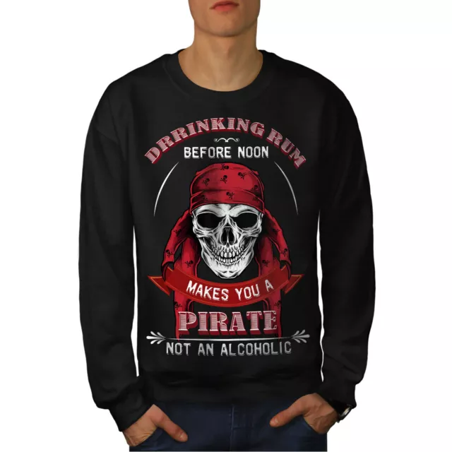 Wellcoda Pirate Skull Rum Mens Sweatshirt, Drinking Casual Pullover Jumper