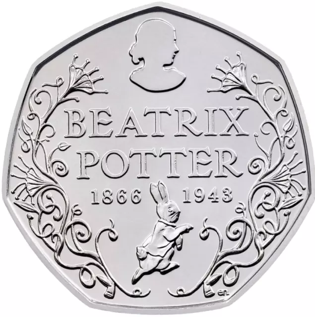 UK coin 50p pence 2016 UNC Beatrix Potter 150y Silhouette Peter Rabbit