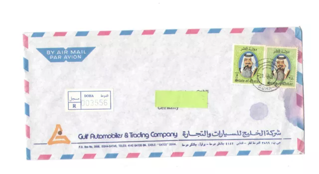 Katar / Qatar    Einschreibe Brief  1991   von Doha nach Dreieich