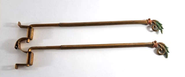 Antique Curtain Rods Swing Arm Art Deco Nouveau Palm Fronds Adjustable 1920s