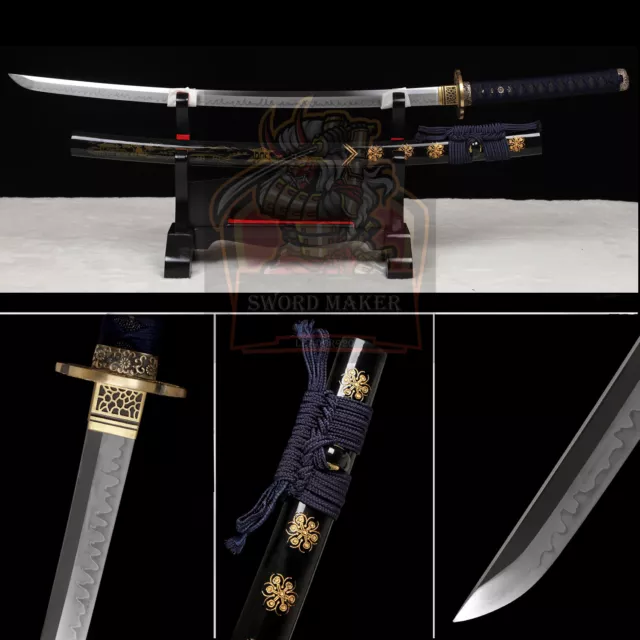 Clay Temperped T10 Steel Japanese Samurai Sword Katana Brass Tsuba Full Tang
