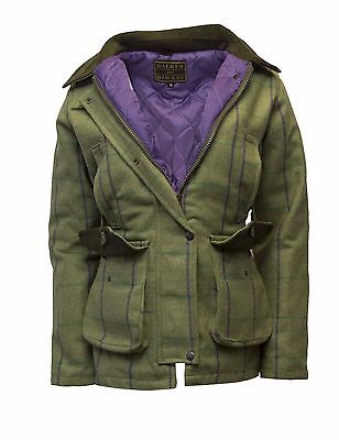 Walker & HAWKES Donna Derby Tweed Caccia Country Giacca Cappotto A Righe Viola