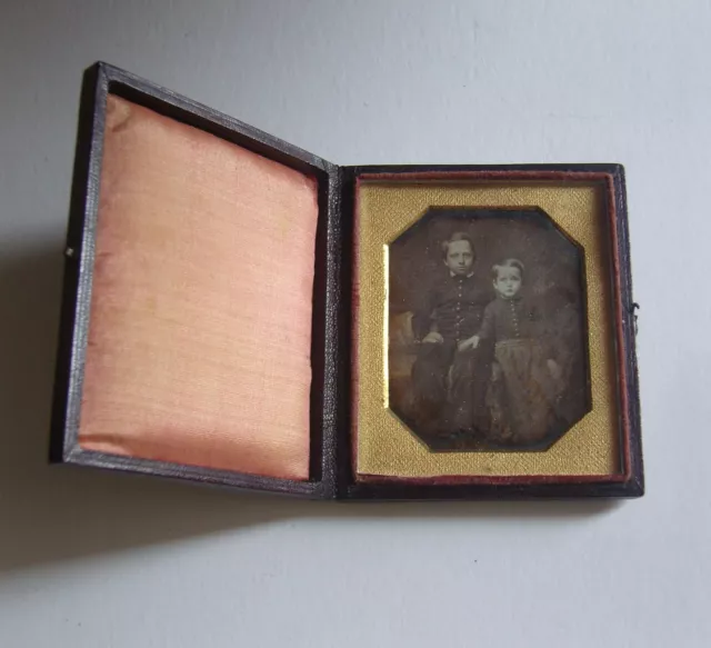 Daguerreotypie um 1850, Original-Etui, Kinder / Geschwister, sehr gut erhalten