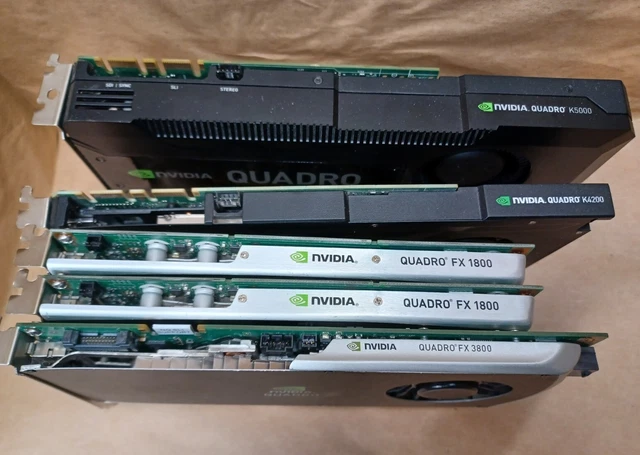 Lot 5 GPU Nvidia Quadro K5000 K4200 FX3800 FX1800 FX1800 FOR PARTS OR REPAIR