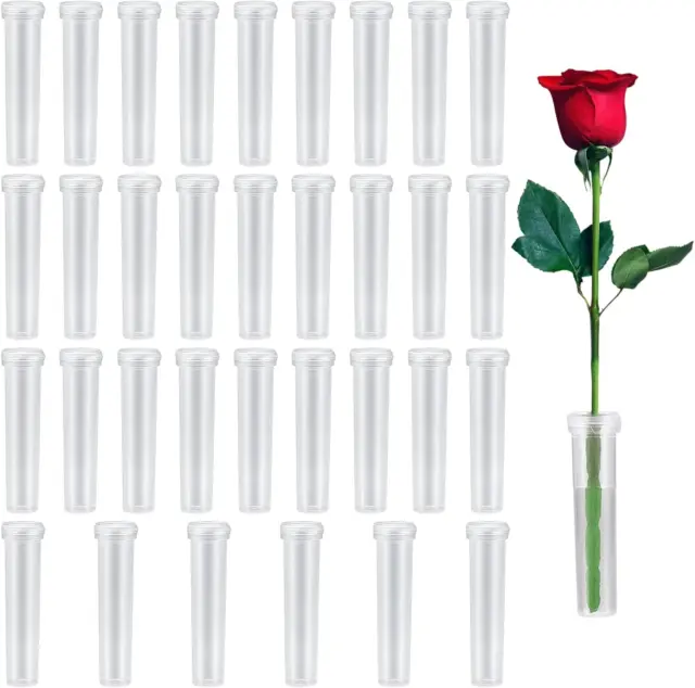 33 Pcs Flower Water Tubes, Reusable Plastic Floral Water Tubes with Silicone for