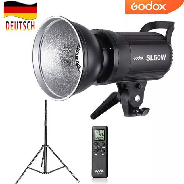 Godox LED SL-60W 5600K Weiß Version LED Video Licht Studio+ Licht Stativ