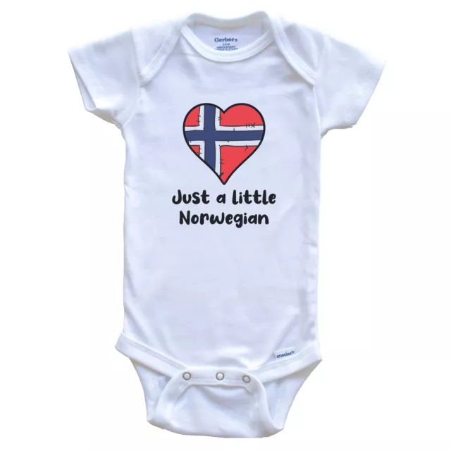 Just A Little Norwegian Norway Flag Heart One Piece Baby Bodysuit