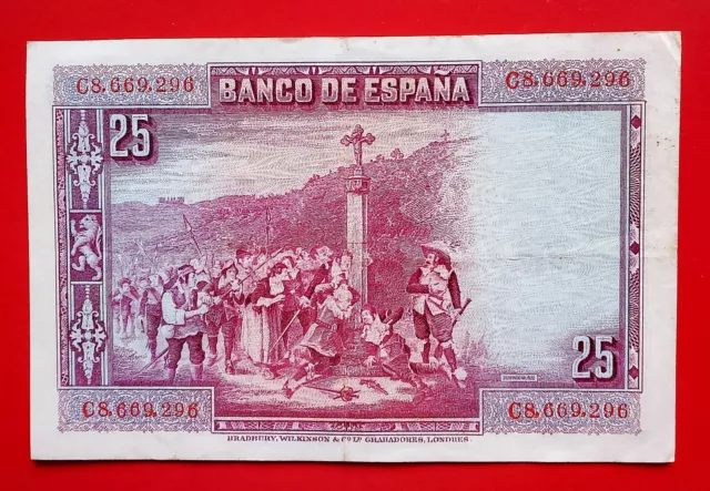 Billete 25 Pesetas 1928 Banco de España Serie C Calderón de la Barca