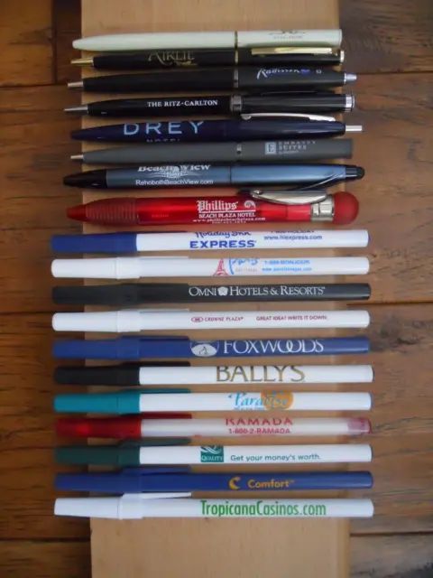 Lot Of (19) Ball Point Pens - Hotel & Resort Advertisements