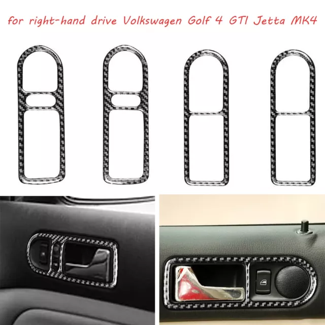 ST B 4X Carbon Fiber Door Pull Handle Trim For VW Golf 4 GTI Jetta MK4 1999-2004