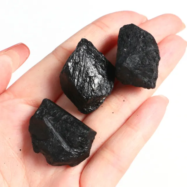 100g Natural Black Crystal Tourmaline Rough Stone Rock Mineral Specimen Healing 3