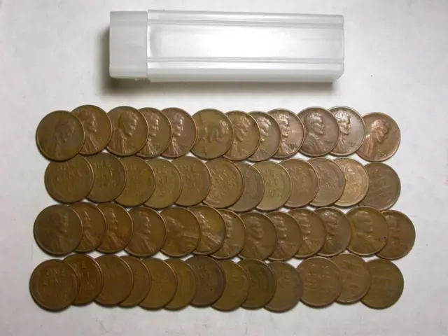 Lincoln Wheat Cents Roll Mixed Dates, all "S" Mints, From The 1940's-1950's R295