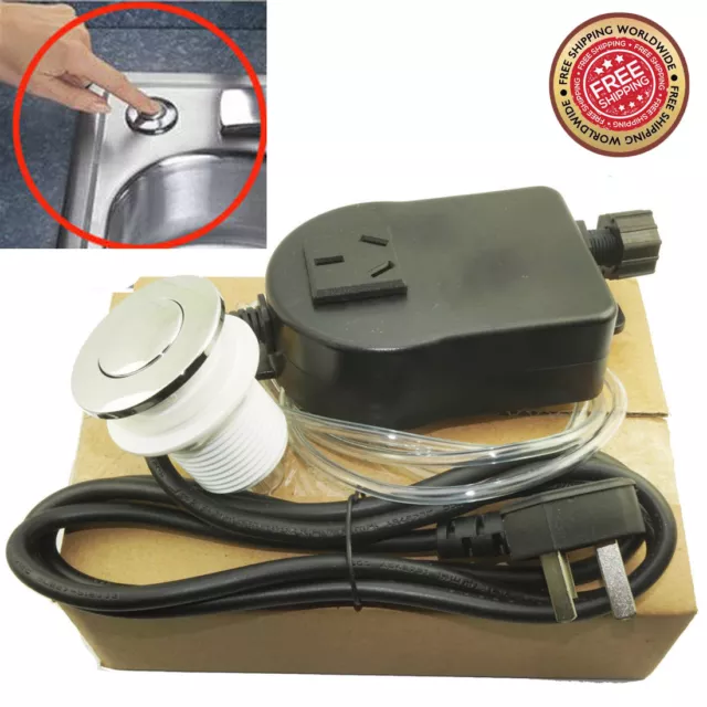 Waste Garbage Disposal Disposer Air Switch Button and Air Hose & Self-Lock Kit