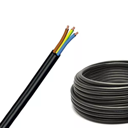 H05VVF 3G1,5 mm2 (3x1.5mm2)  câble électrique noir neuf Electric wire black new