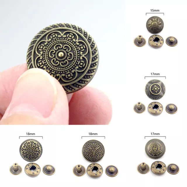 Metal Press Studs Snap Button Fastener Leather Clothing DIY Buttons Supplies x10