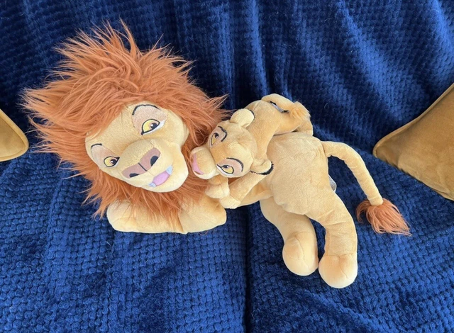 DISNEY PARKS THE Lion King Mufasa And Baby Simba Plush Soft Teddy