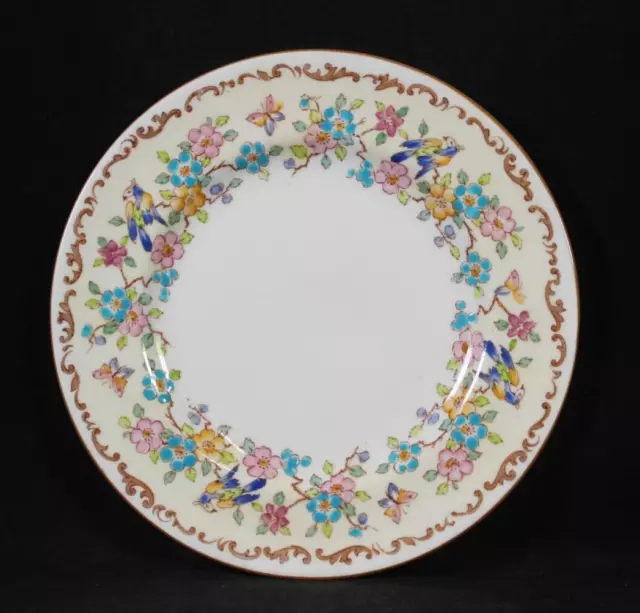 Crown Staffordshire Fine Bone China Bird & Butterfly Salad Plate England 8"1/2