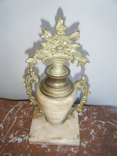 One French Antique Marble & Brass Urn Clock Garniture