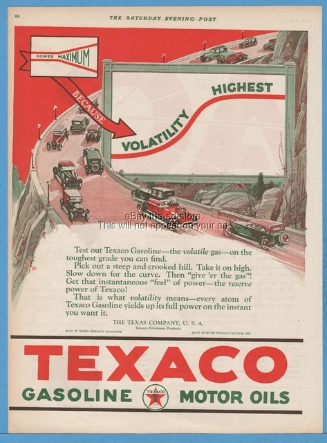 1924 TEXACO Gasoline Motor Oil Antique Motor Car Art The Texas Company Ad