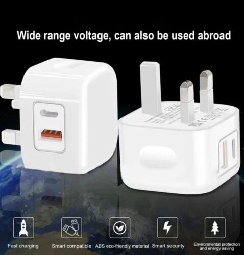 For iPhone 14 13 12 11 Pro XR XS Fast Charging 20W USB-C PD Plug Charger Cable 2