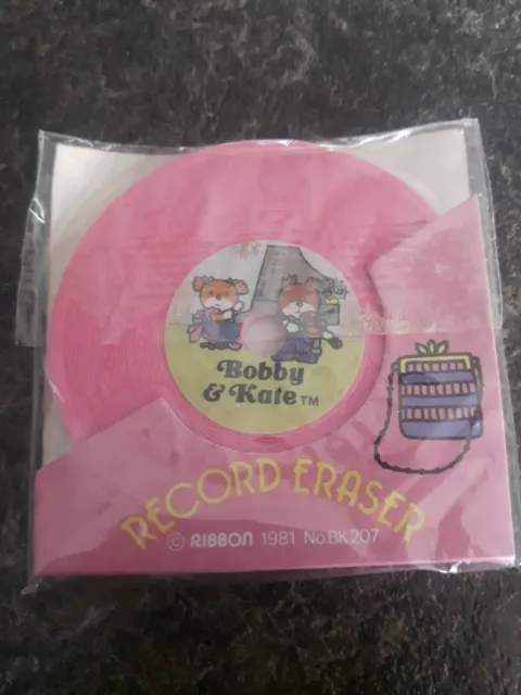 VTG 1981 Bobby & Kate Record Pink Eraser Collectible Ribbon BK 207