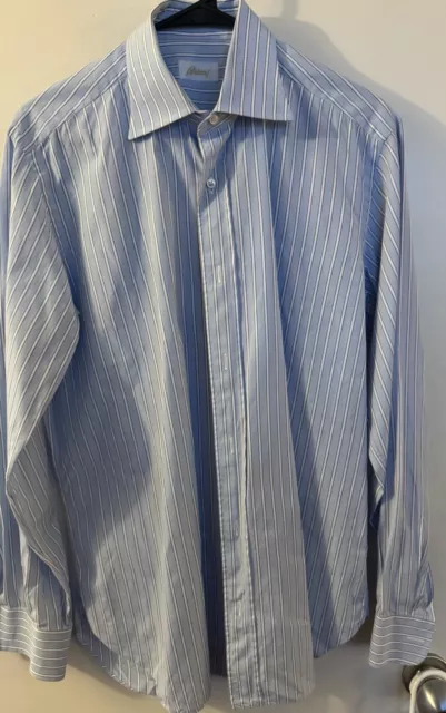 Brioni Button Down Dress Shirt Blue 100% cotton Italy