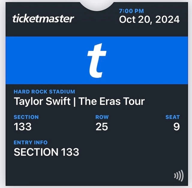 TAYLOR SWIFT THE Eras Tour, Miami October 20th, 2024 Two tickets