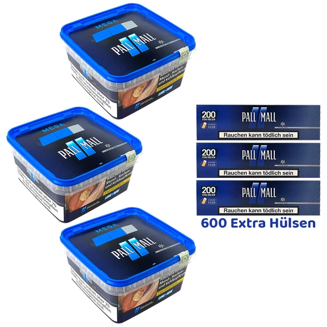 3x Pall Mall Allround Mega Box 125g Volumentabak, Zubehör