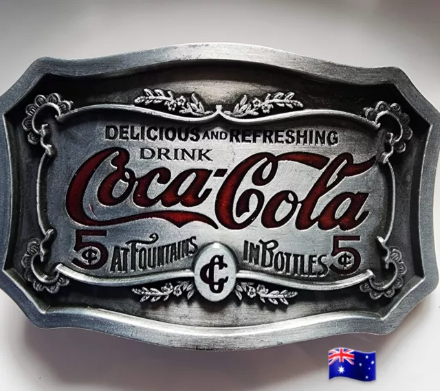 Belt Buckle 'Coca Cola' Metal Western 5.7cmx8.7cm Suit 4cm Belt Width