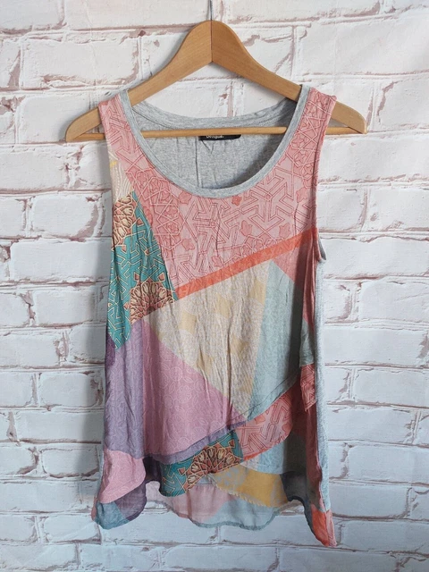 Desigual camicetta da donna, camicia, top, taglia. S senza maniche grigio...