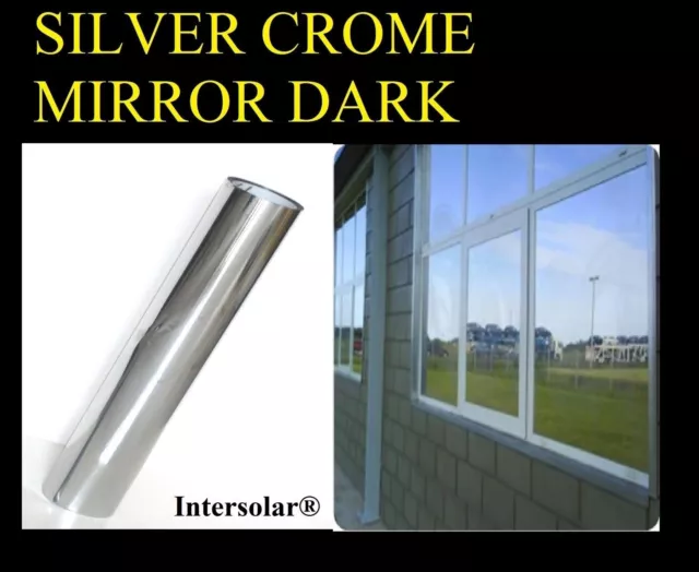 60" x10' Home Window Tint Silver/Black Film Crome Mirror Stop Heat 2ply 05% Dark