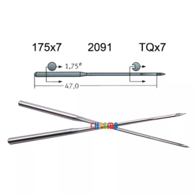 Lot de 20 aiguilles à coudre industrielles Groz-Beckert 2091, TQX7, 175X7 2