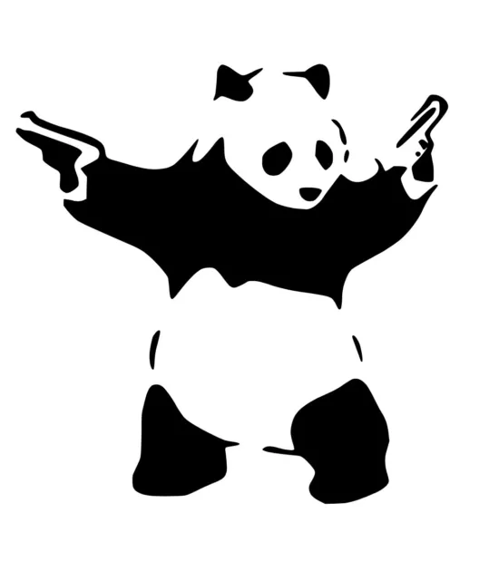 PANDA BEAR WITH GUNS Vinyl Decal Sticker Car Window Wall Bumper FUNNY BANKSY ART