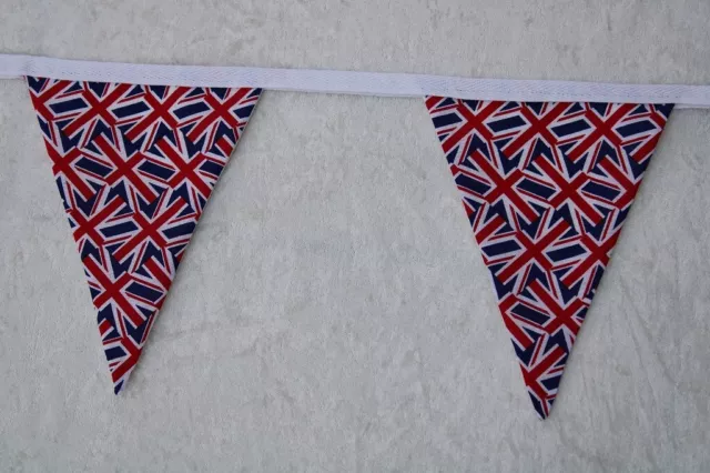 SALE 3m 15 Flag Fabric BUNTING Union Jack Bunting Red White Blue Bunting