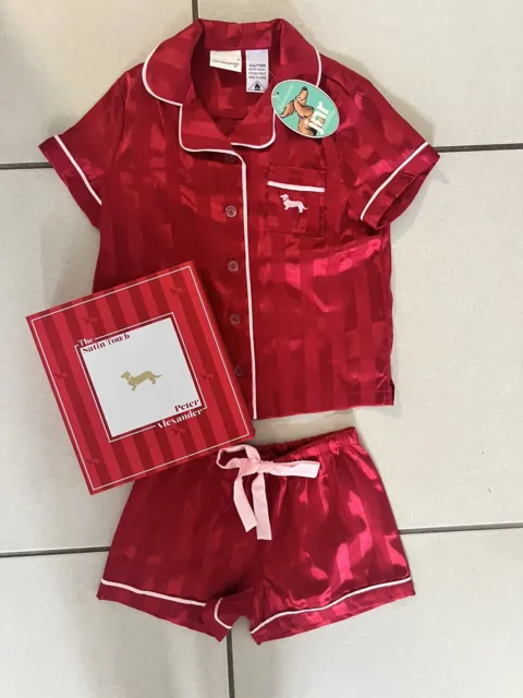 Peter Alexander Junior Girls Red Satin Set Size 3