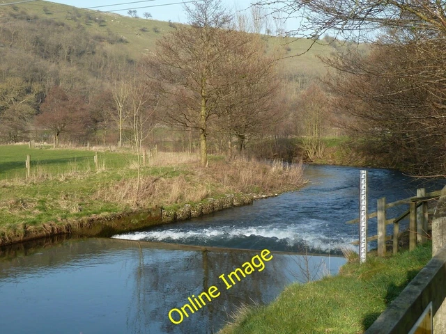 Photo 6x4 Weir on the River Wye Ashford in the Water A weir and flood lev c2012
