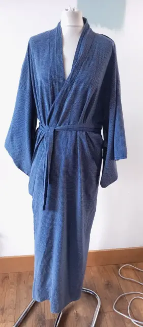 Abito Hayashi Kimono Blu Giapponese Tradizionale 100% Cotone Estate Vintage Cintura