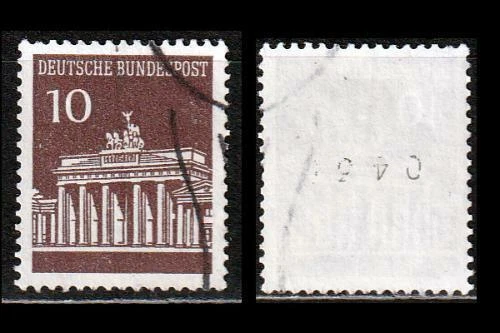 Brandburger Tor 10 Pf Mi. 506 w Rollenmarke mit rückseitiger Nr. 0450