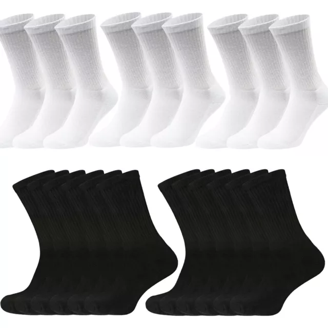 Mens Sports Socks 6 Pairs Cotton Rich Cushioned Everyday Crew Socks UK Size 6-11