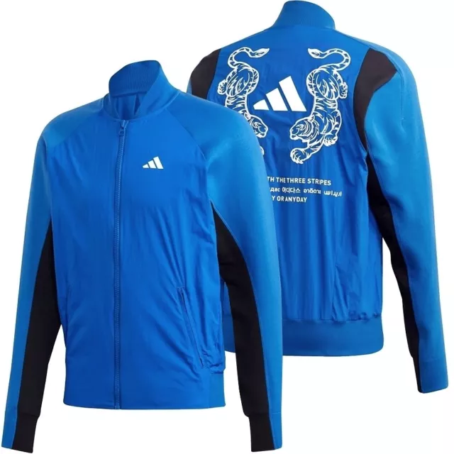 Adidas Herren Trainingsjacke Blouson Tiger Übergang College Sport Jacke blau