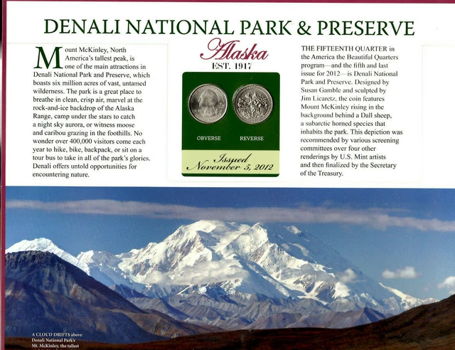 Denali Quarters P&D 2012 Postal Panel Collection PCS America the Beautiful