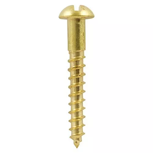 Timco - Solid Brass Timber Screws - SLOT - Round (Size 8 x 3/4 - 200 Pieces)